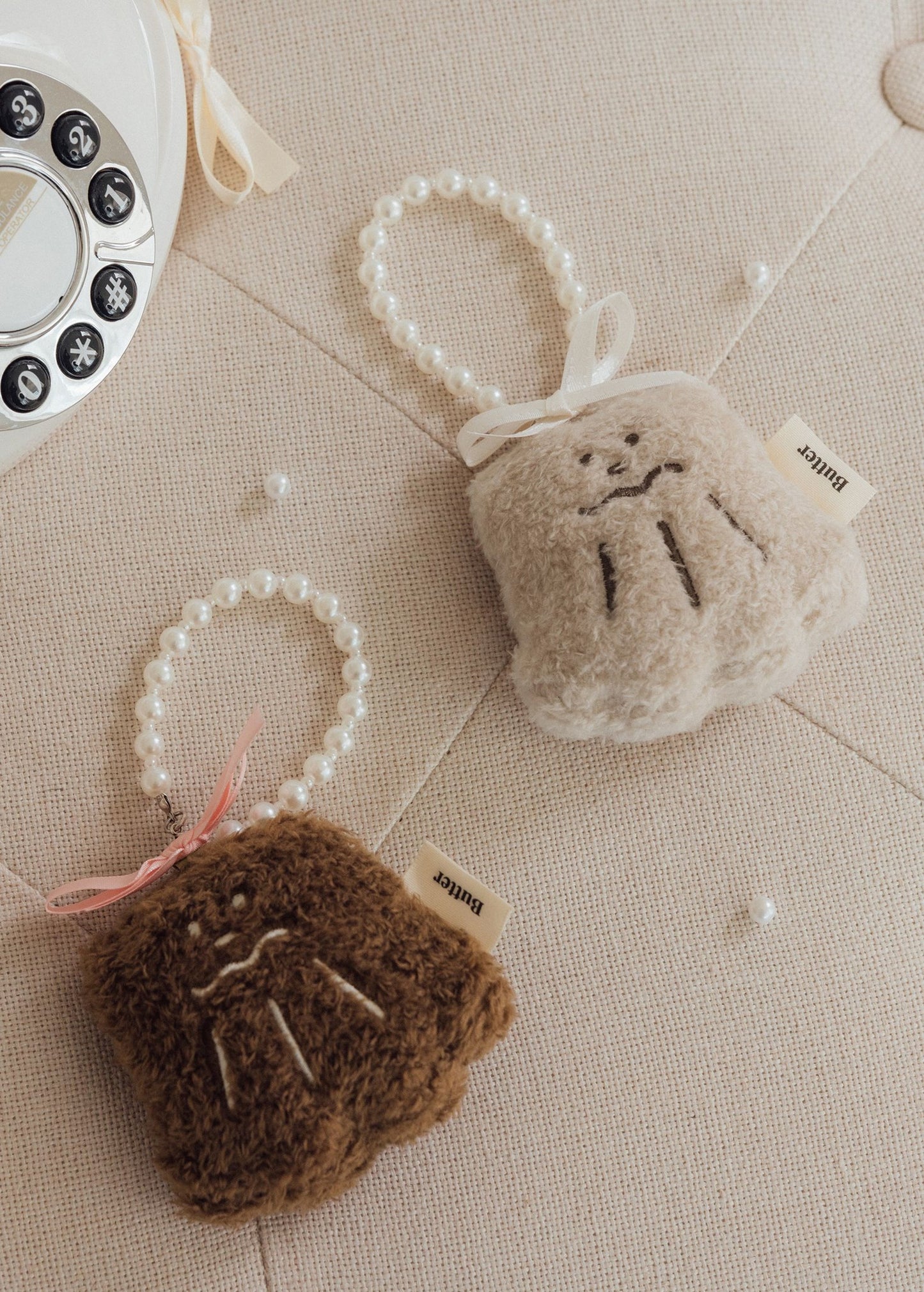 Fluffy Plush Pearl Chain Keychain